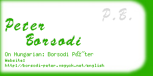 peter borsodi business card